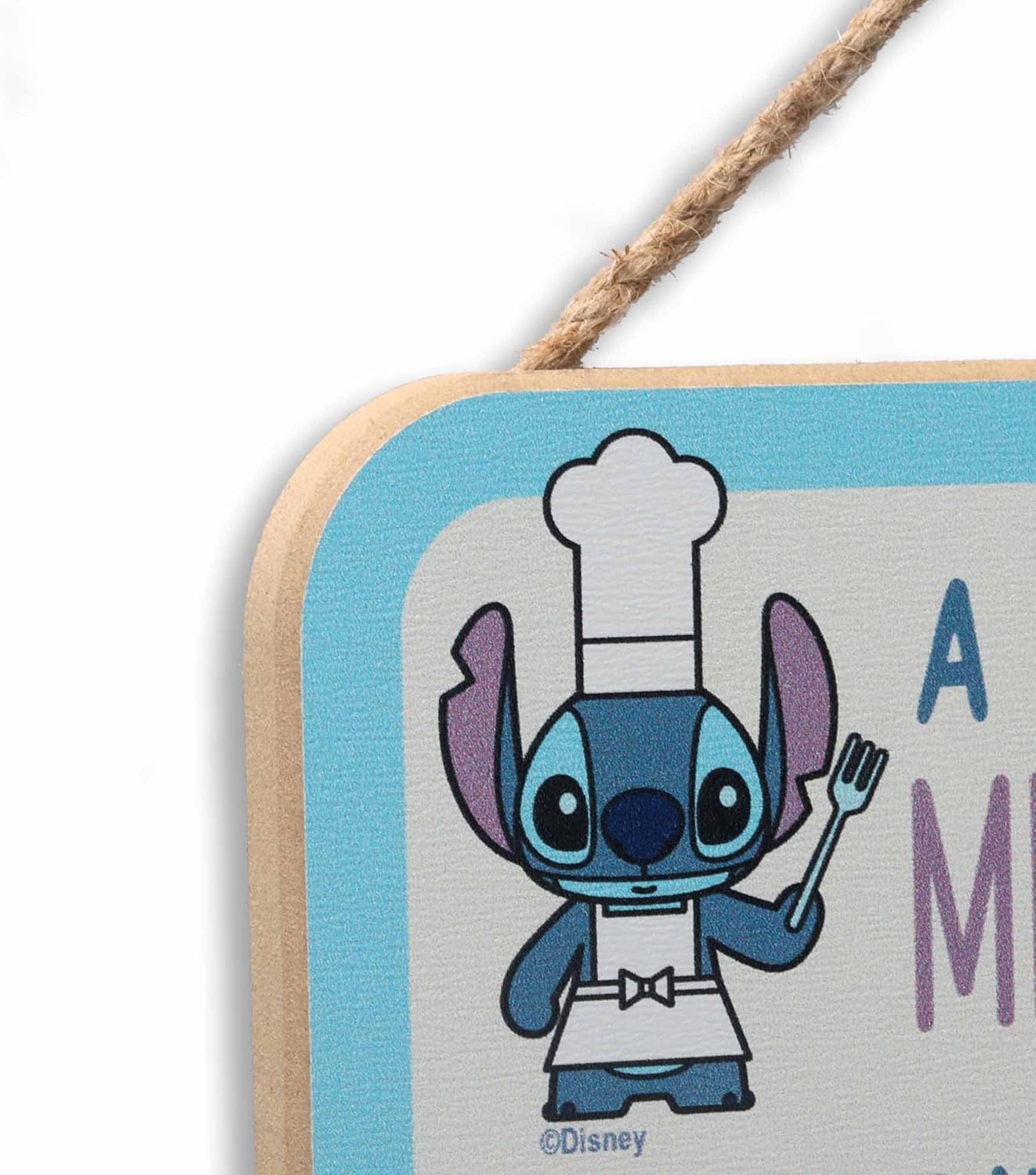 Disney Lilo and Stitch A Messy Kitchen is a Measure of Happiness - Hanging Wood Measuring Sign