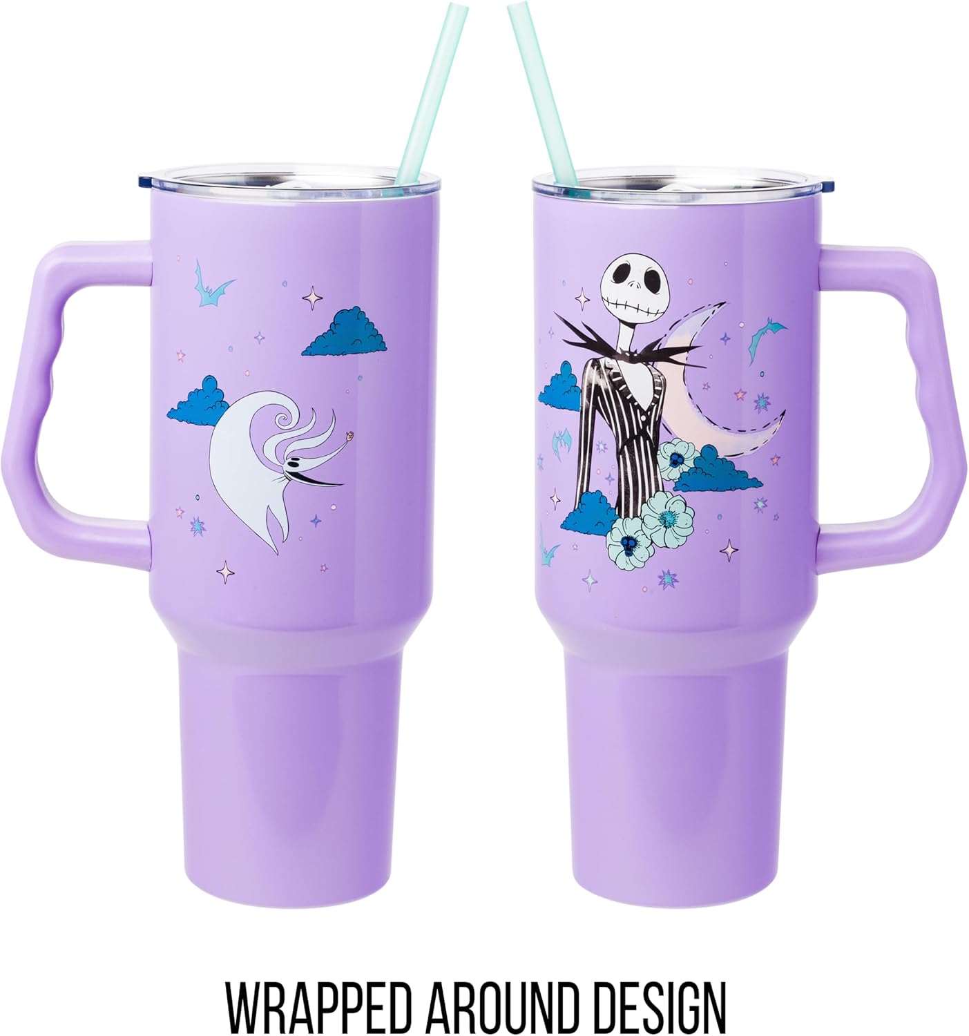 Disney Nightmare Before Christmas Jack Skellington Stainless Steel Tumbler with Handle and Straw