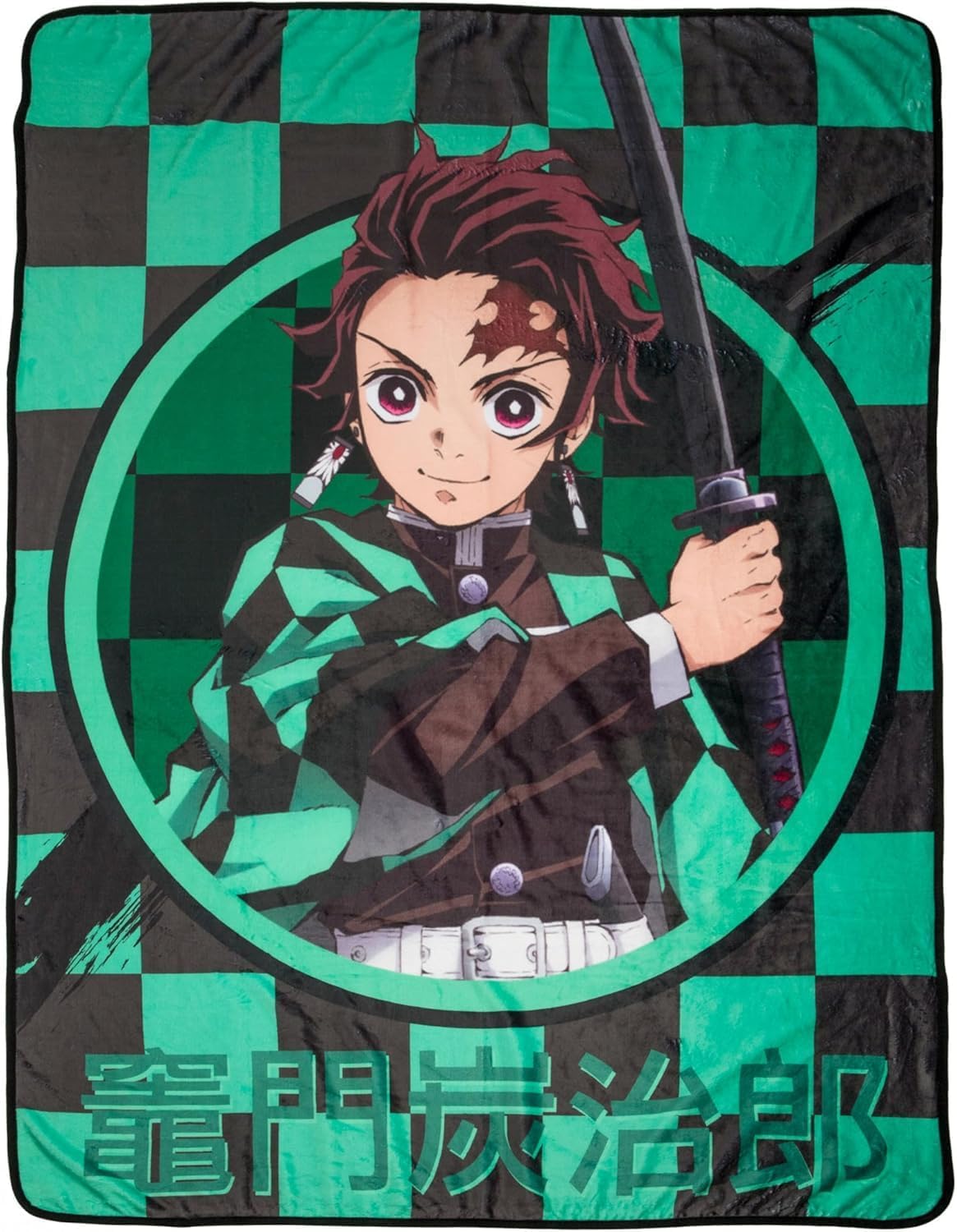 Demon Slayer Tanjiro Circle Character Art Throw Blanket