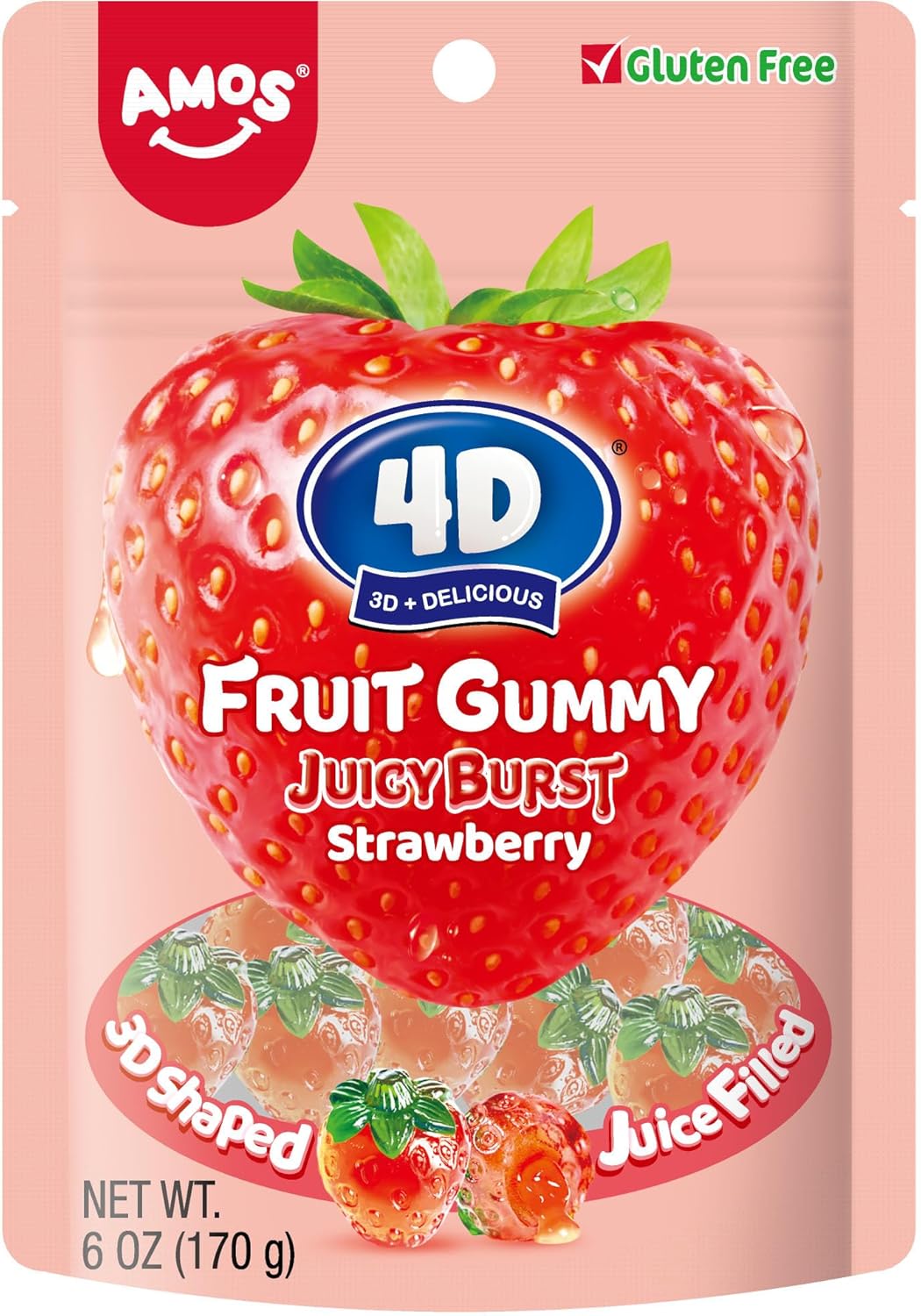 AMOS 4d Strawberry Juicy Burst Fruit Gummy