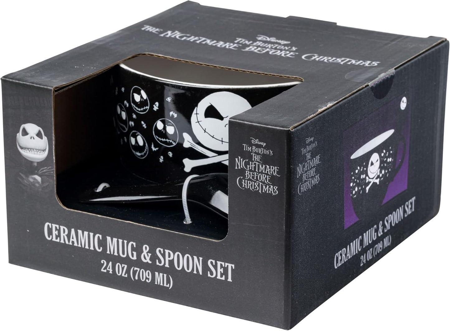 Nightmare Before Christmas Jack Cross Bones 24oz Ceramic Soup Mug with Spoon