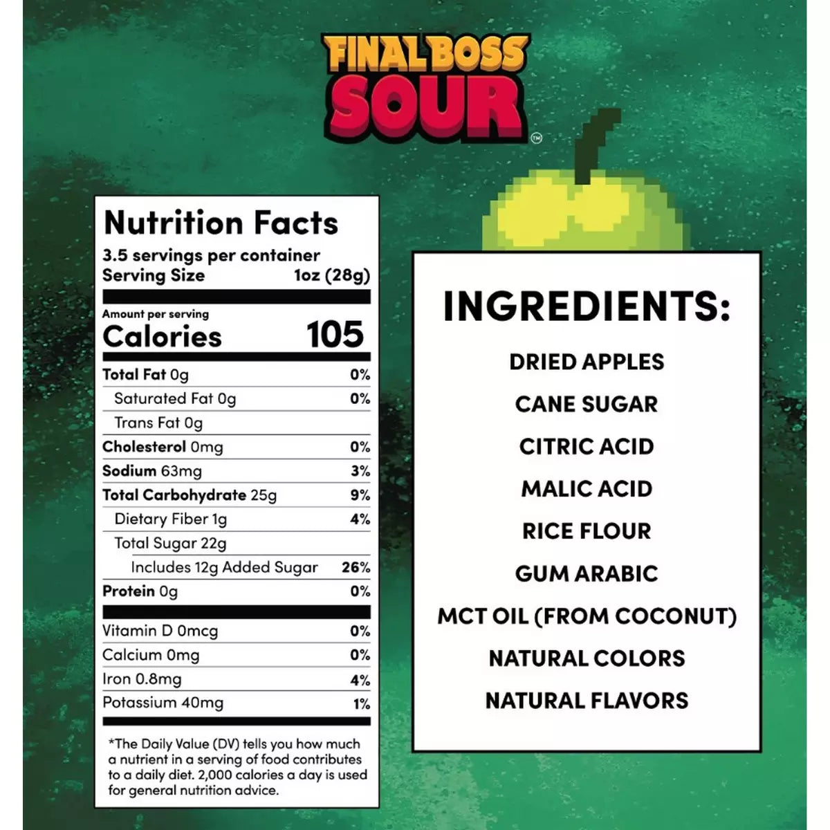 Final Boss Sour Level 4 Green Apple Sour Fruit Chews