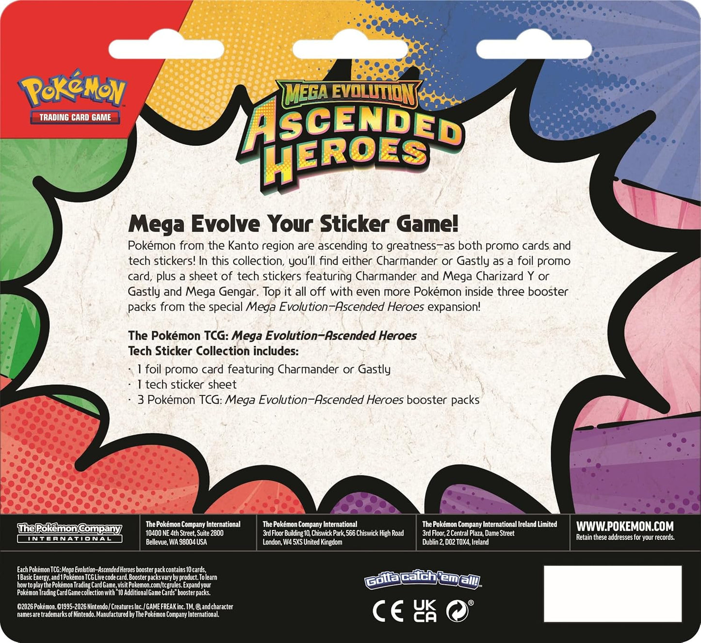 Pokemon Mega Evolution Ascended Heroes Tech Sticker Collection (style may vary)