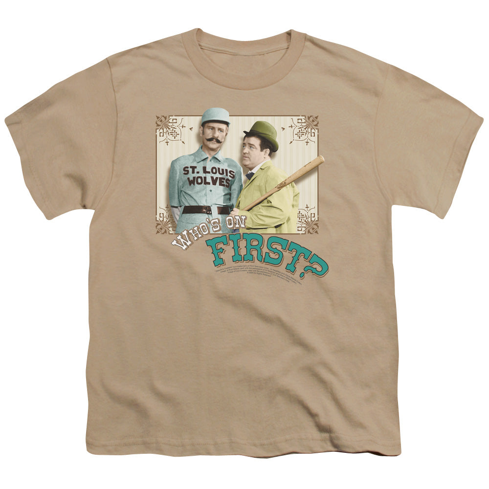 Abbott & Costello - Whos On First - Short Sleeve Youth 18/1 - Sand T-shirt