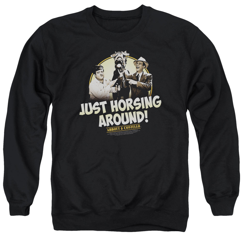 Abbott & Costello - Horsing Around - Adult Crewneck Sweatshirt - Black