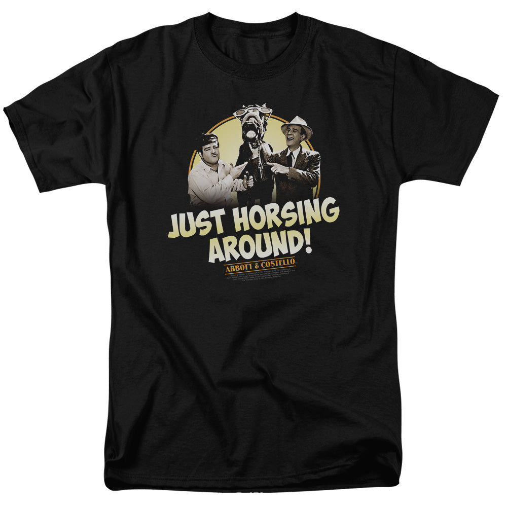 Abbott & Costello - Horsing Around - Short Sleeve Adult 18/1 - Black T-shirt