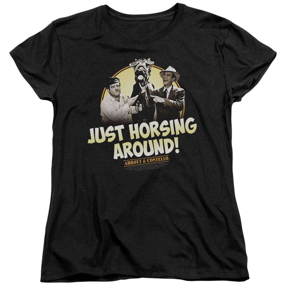 ABBOTT & COSTELLO HORSING AROUND - S/S WOMENS TEE - BLACK T-Shirt
