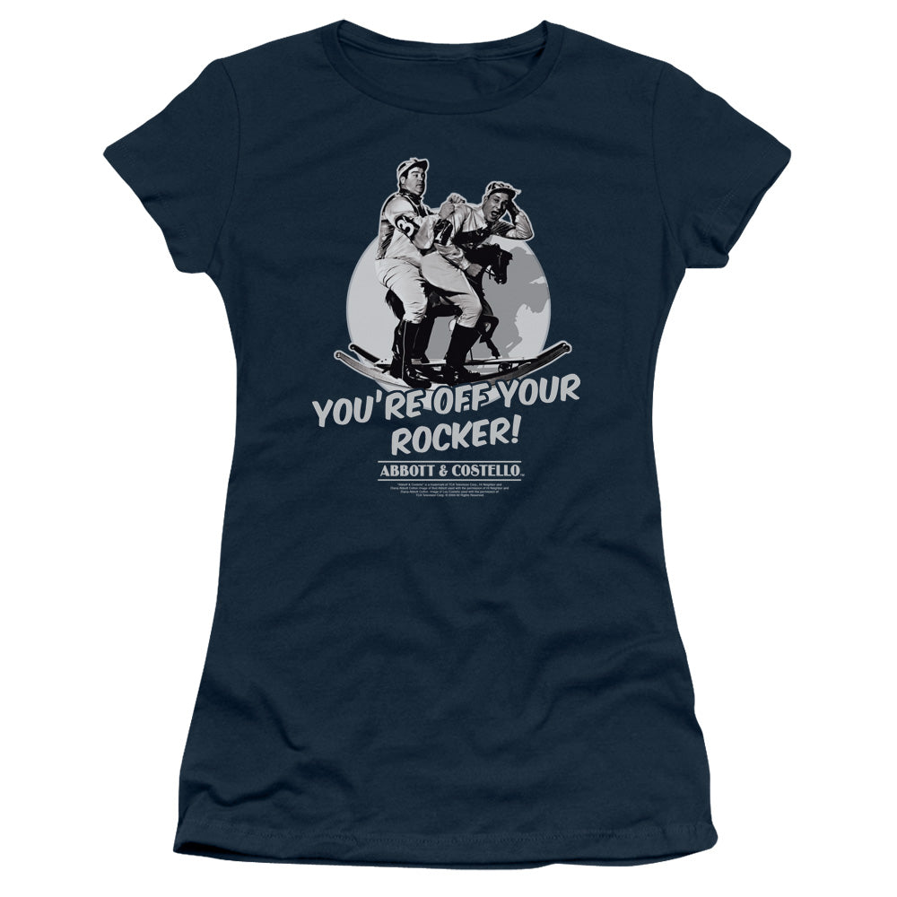 Abbott & Costello - Off Your Rocker - Short Sleeve Junior Sheer - Navy T-shirt