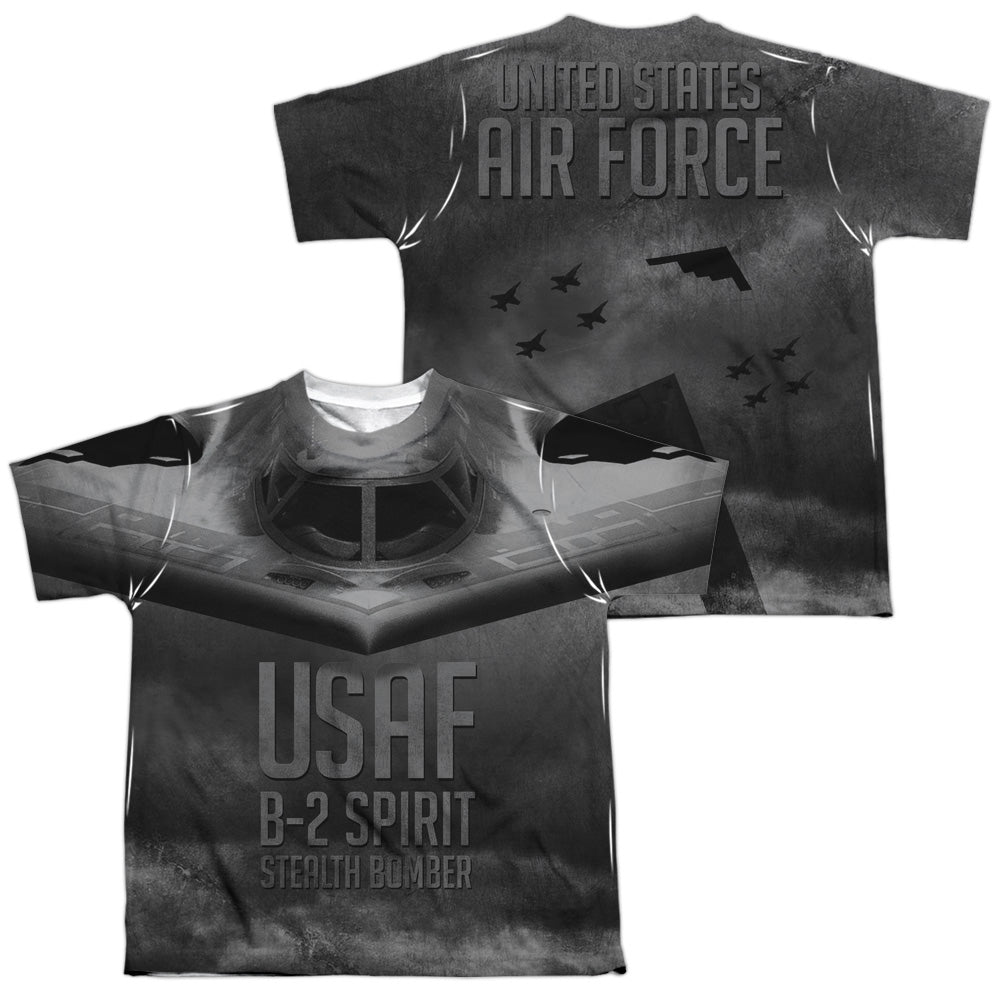 Air Force - Stealth (Front/back Print) - Short Sleeve Youth Poly Crew - White T-shirt