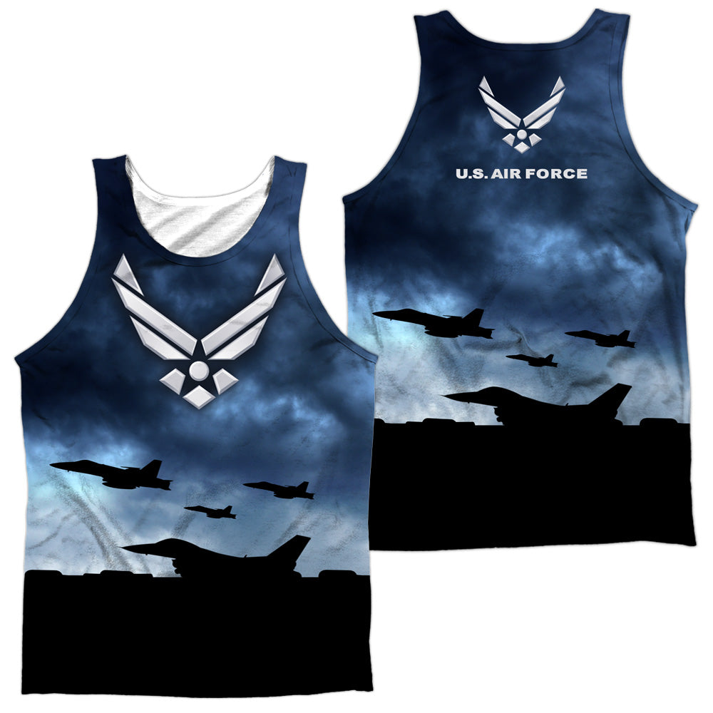 Air Force - Take Off (Front/back Print) - Adult 100% Poly Tank Top - White