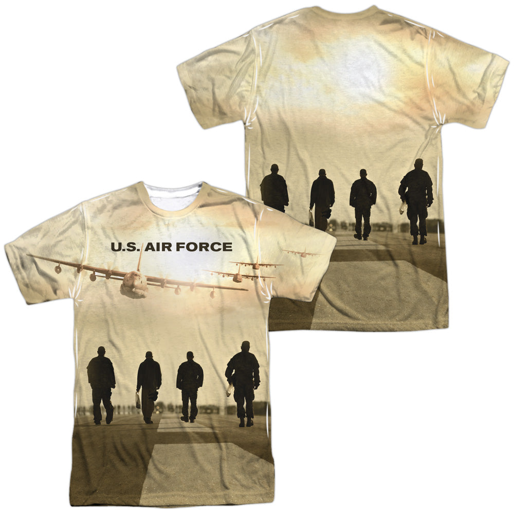 Air Force - Long Walk (Front/back Print) - Short Sleeve Adult Poly Crew - White T-shirt