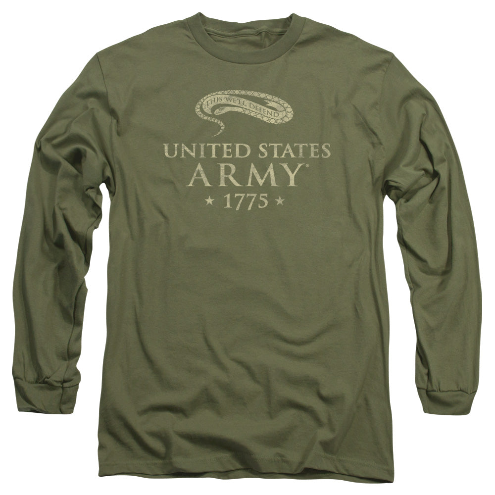Army - Well Defend - Long Sleeve Adult 18/1 - Military Green T-shirt