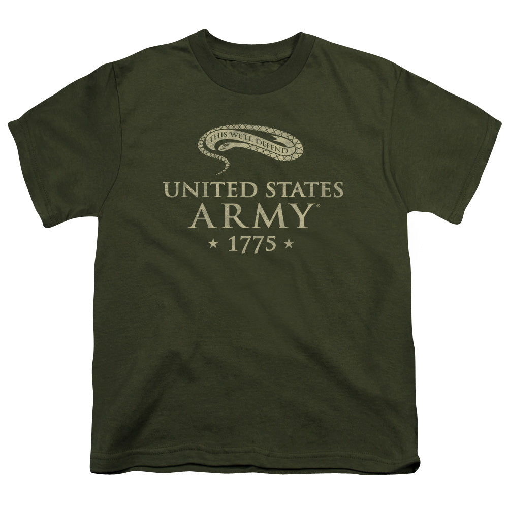 Army - Well Defend - Short Sleeve Youth 18/1 - Military Green T-shirt