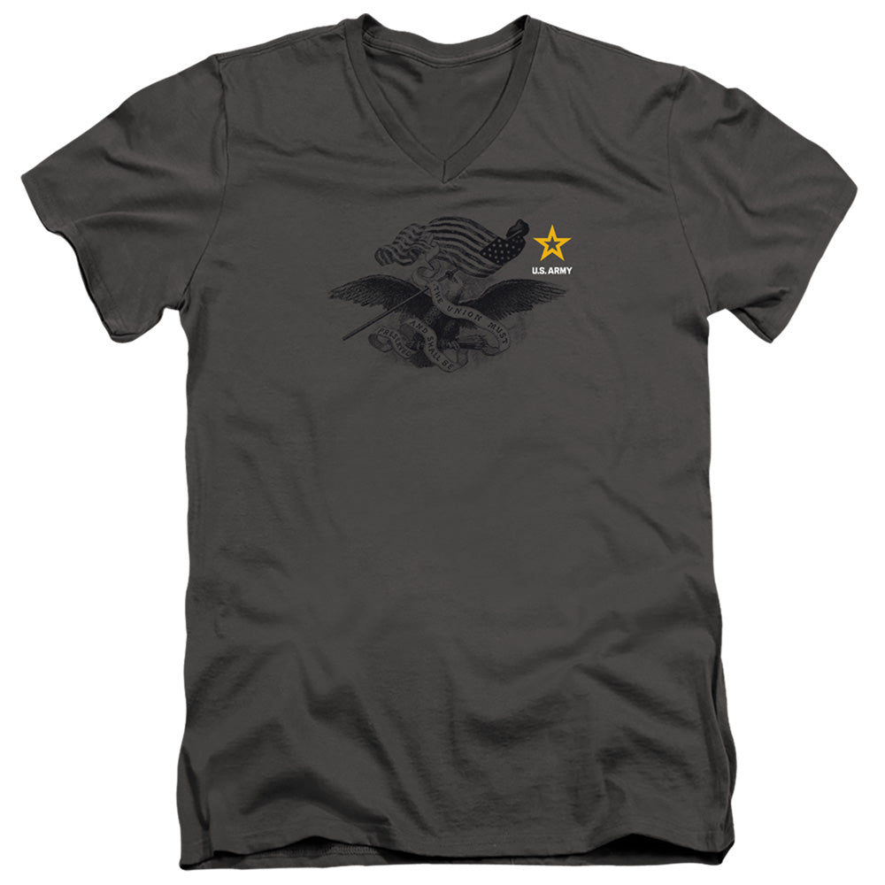 Army - Left Chest - Short Sleeve Adult V-neck - Charcoal T-shirt