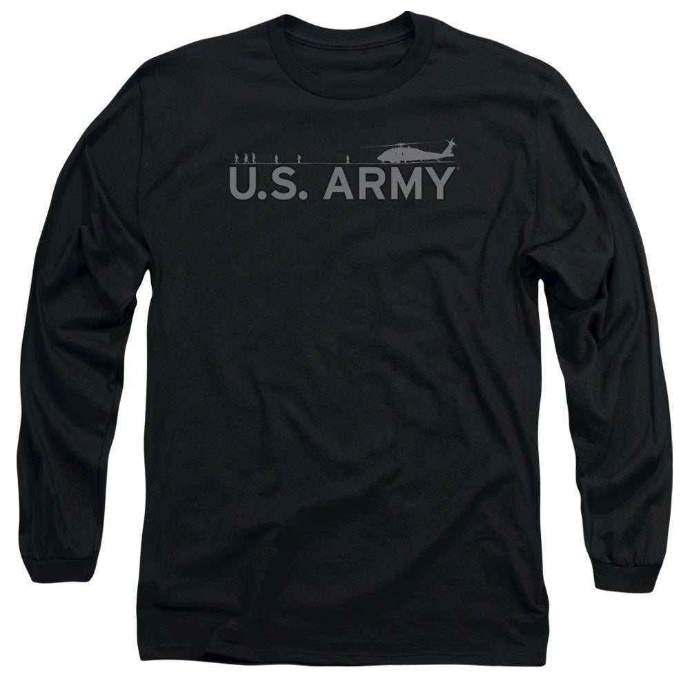 Army - Helicopter - Long Sleeve Adult 18/1 - Black T-shirt