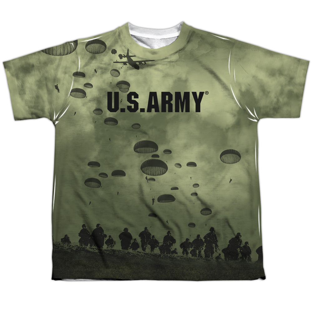 Army - Air To Land - Short Sleeve Youth Poly Crew - White T-shirt