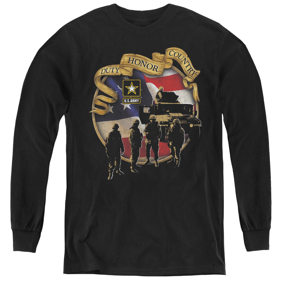 Army - Duty Honor Country - Youth Long Sleeve Tee - Black