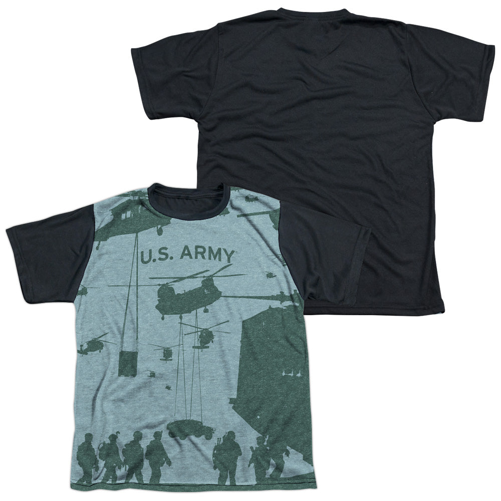 Army - Airborne - Short Sleeve Youth White Front Black Back - White T-shirt