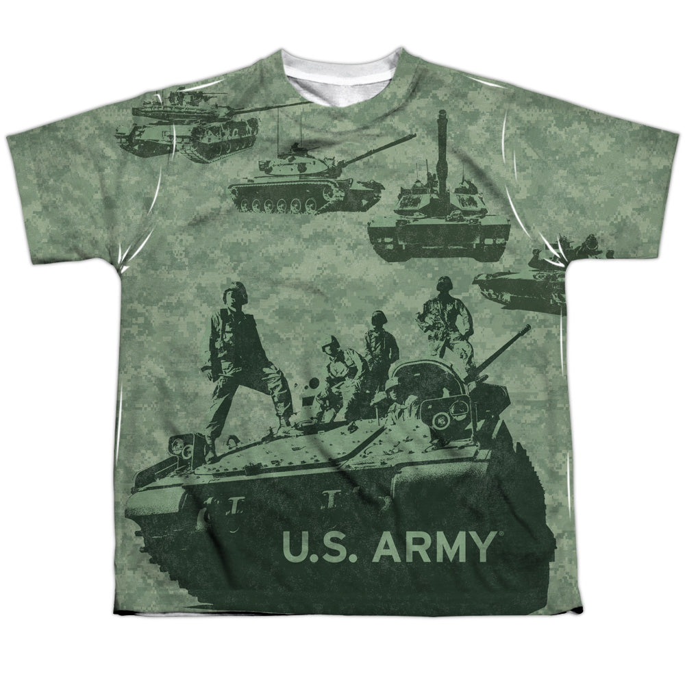 Army - Tank Up - Short Sleeve Youth Poly Crew - White T-shirt