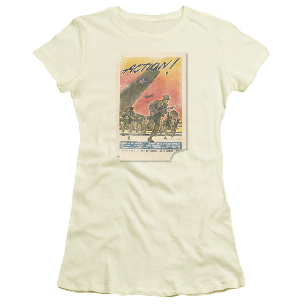 Army - Action Poster - Short Sleeve Junior Sheer - Cream T-shirt