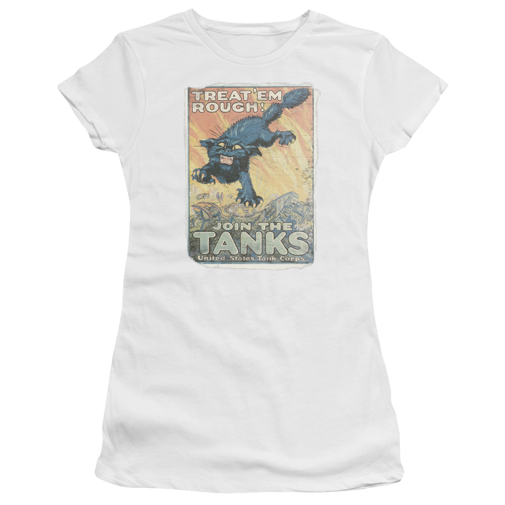 Army - Treat Em Rough - Short Sleeve Junior Sheer - White T-shirt