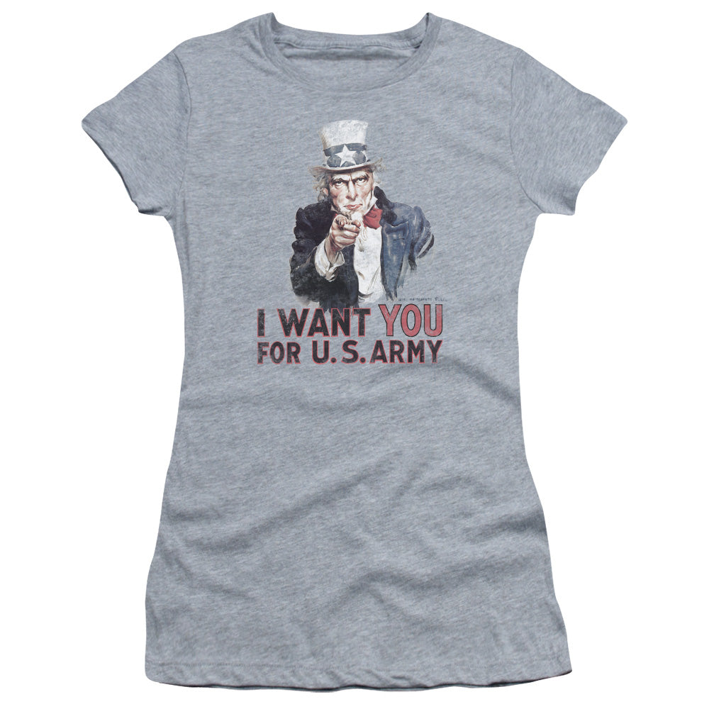 Army - I Want You - Short Sleeve Junior Sheer - Athletic Heather T-shirt