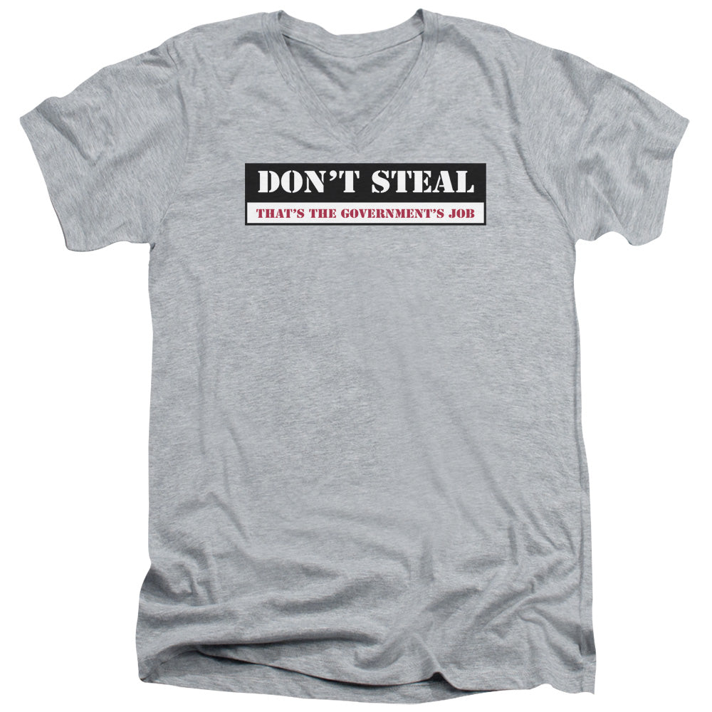 Dont Steal - Short Sleeve Adult V-neck - Athletic Heather T-shirt