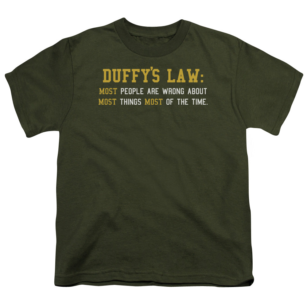 Duffys Law - Short Sleeve Youth 18 - 1 - Military Green T-shirt