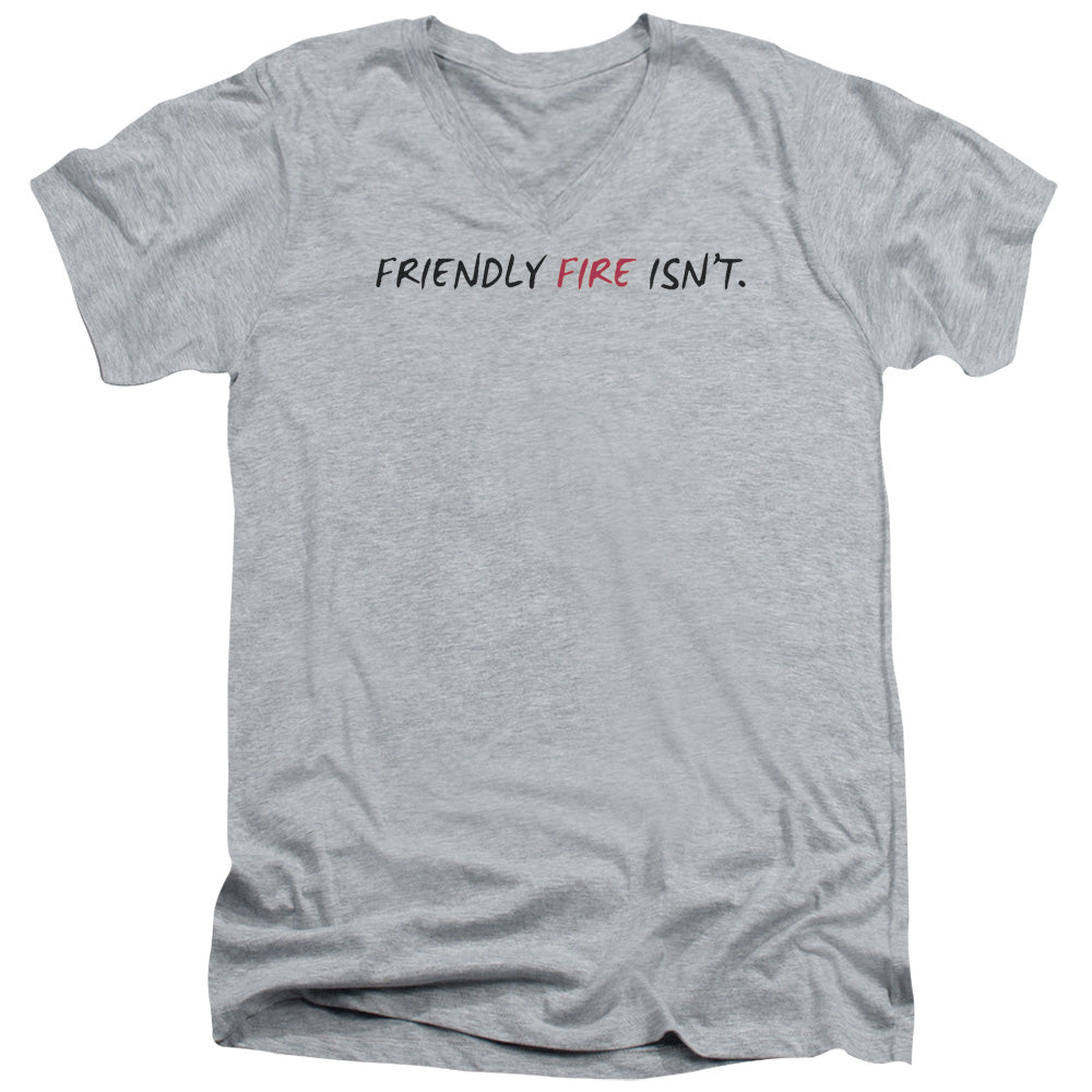 Friendly Fire Isnt - Short Sleeve Adult V-neck - Athletic Heather T-shirt