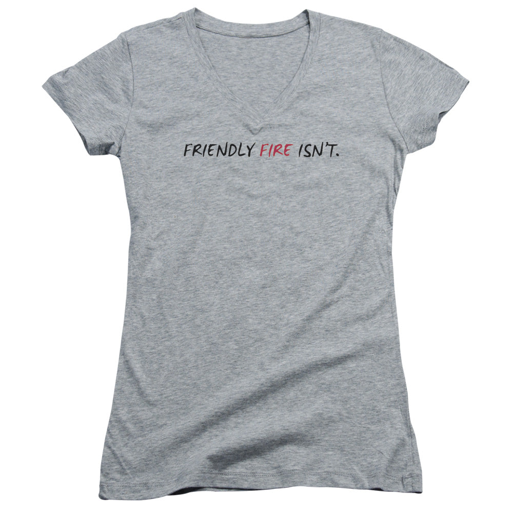 Friendly Fire Isnt - Junior V-neck - Athletic Heather