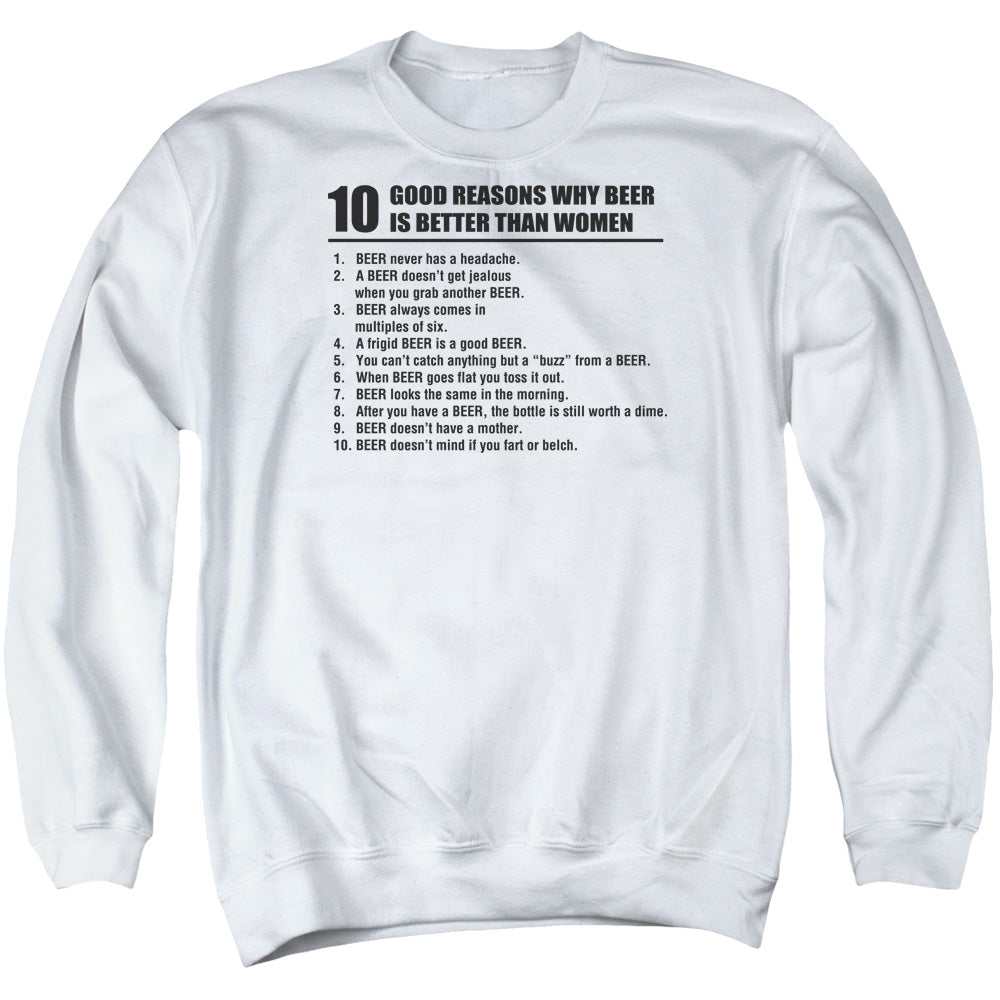 Beer Better Than Women - Adult Crewneck Sweatshirt - White