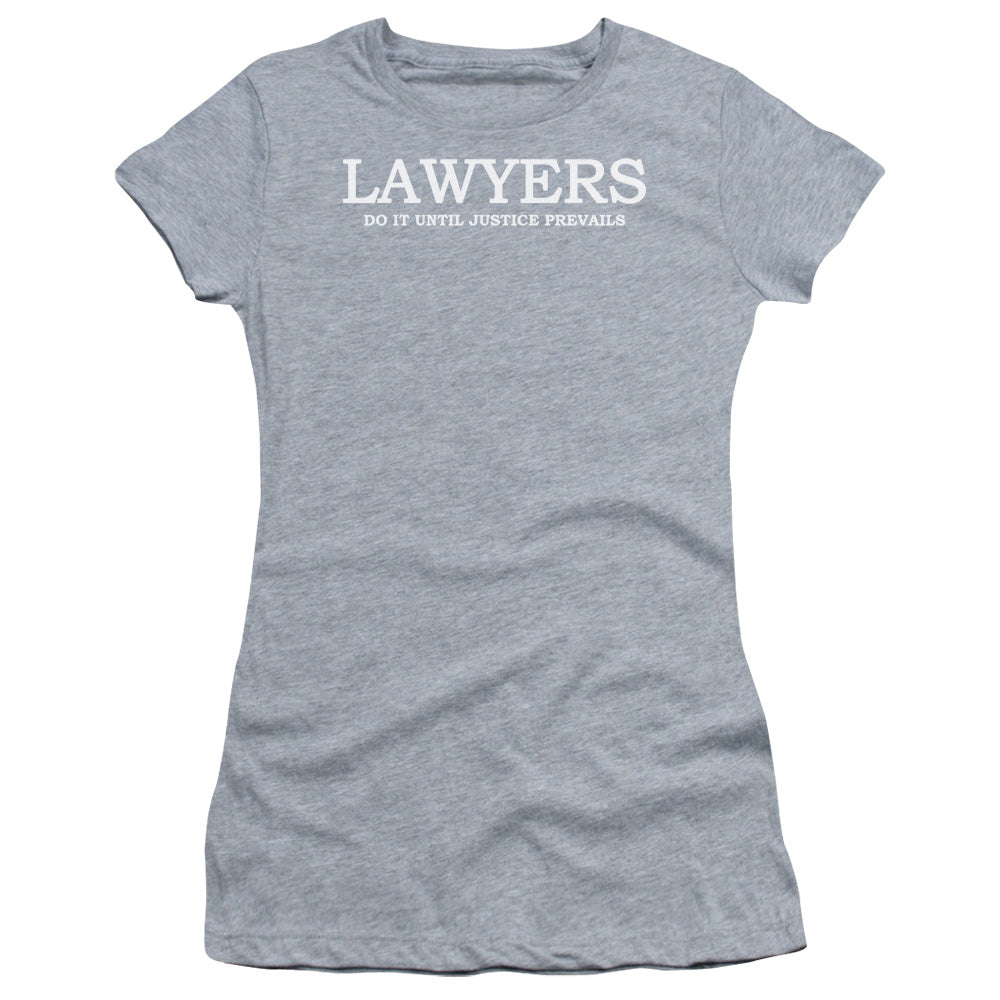 Lawyers Do It Justice - Short Sleeve Junior Sheer - Athletic Heather T-shirt