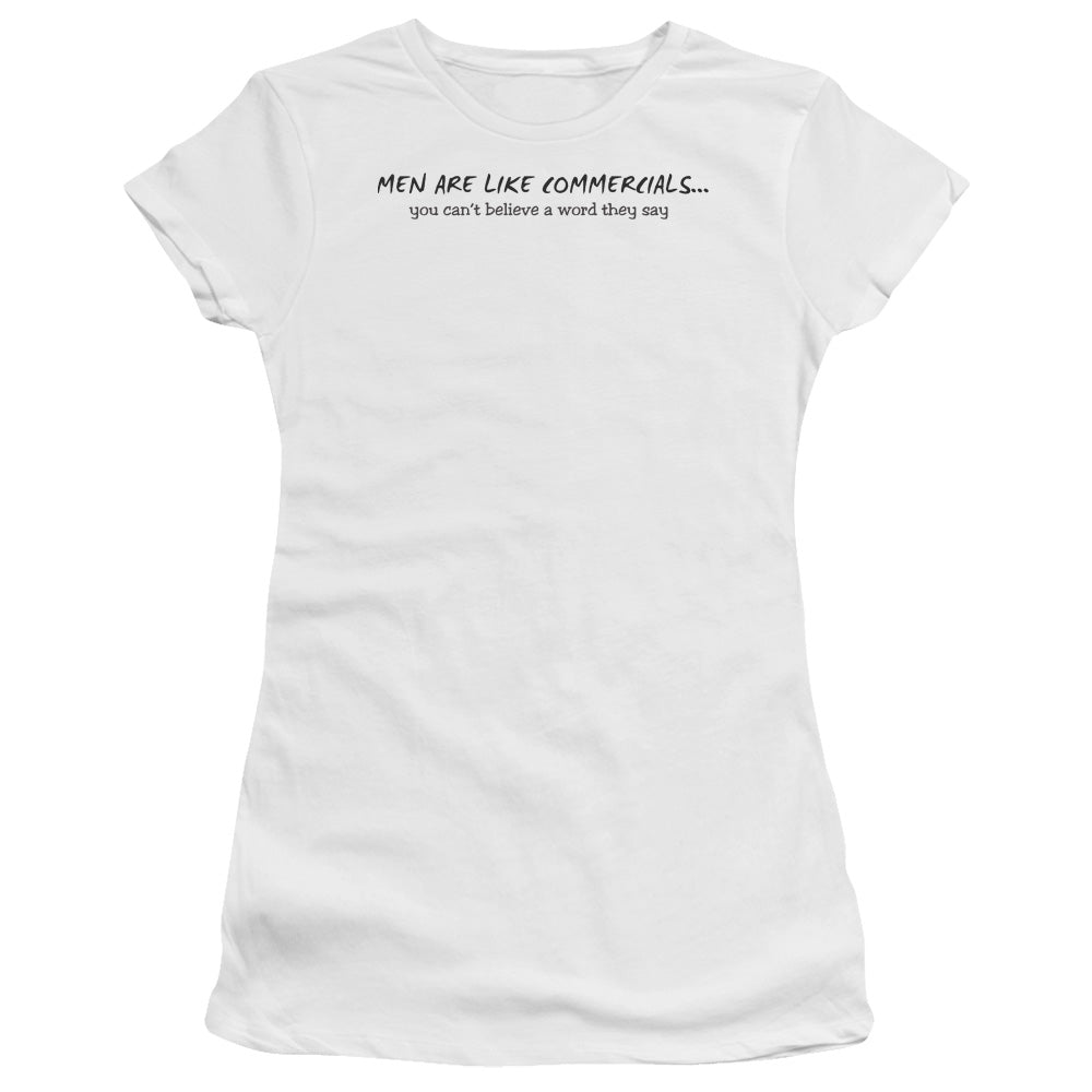 Men Like Commercials - Short Sleeve Junior Sheer - White T-shirt