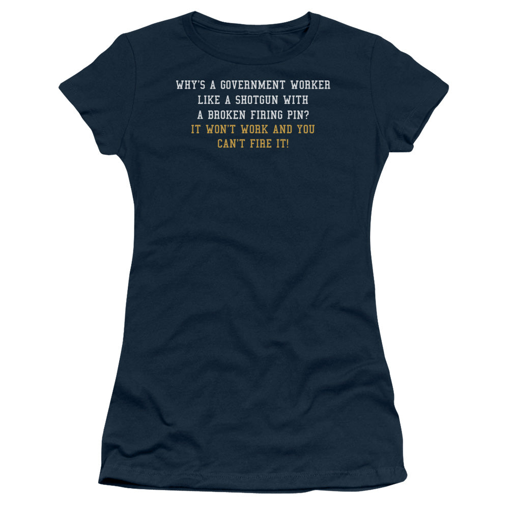 Government Worker - Short Sleeve Junior Sheer - Navy T-shirt