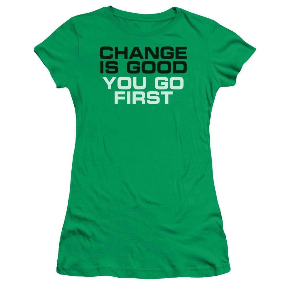 Change Is Good - Short Sleeve Junior Sheer - Kelly Green T-shirt