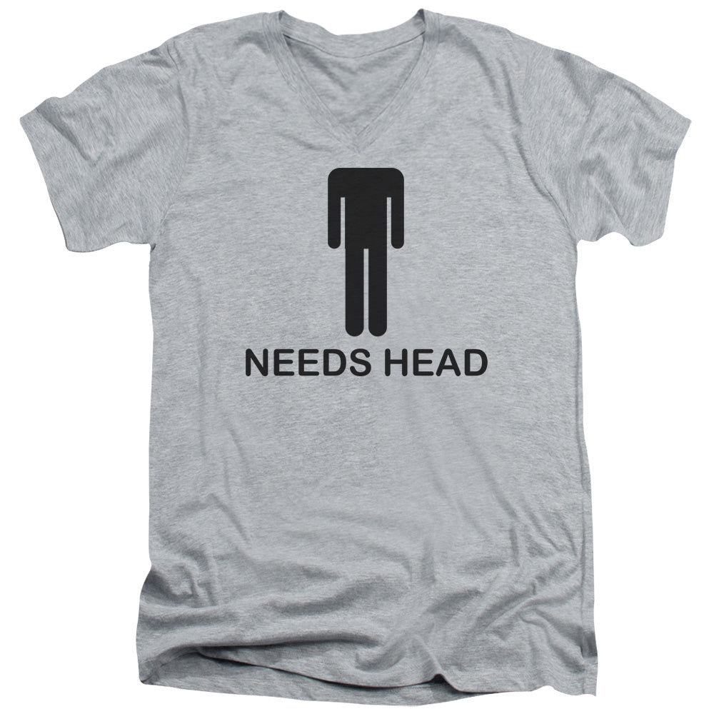 Needs Head - Short Sleeve Adult V-neck - Athletic Heather T-shirt
