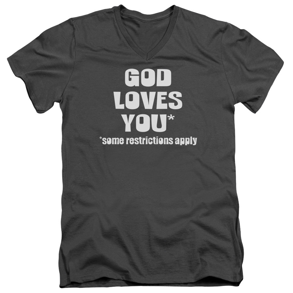 God Love You - Short Sleeve Adult V-neck - Charcoal T-shirt