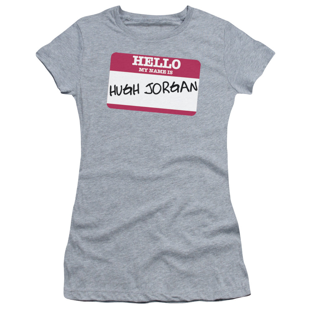 Hello Hugh Jorgan - Short Sleeve Junior Sheer - Athletic Heather T-shirt