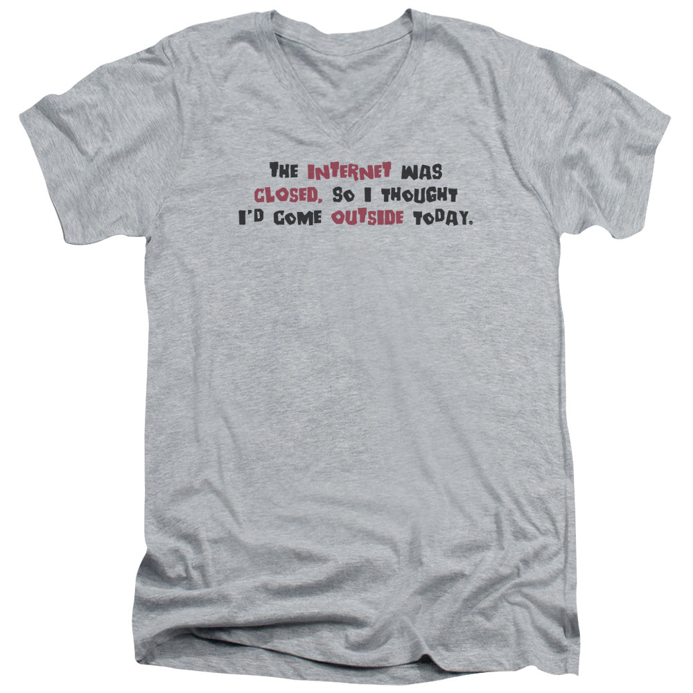 Internet Was Closed - Short Sleeve Adult V-neck - Athletic Heather T-shirt