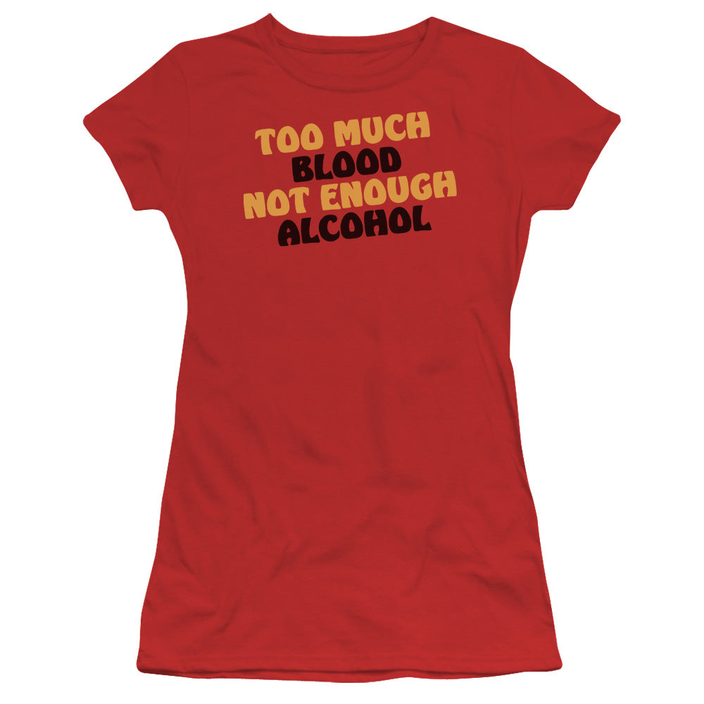 Not Enough Alcohol - Short Sleeve Junior Sheer - Red T-shirt