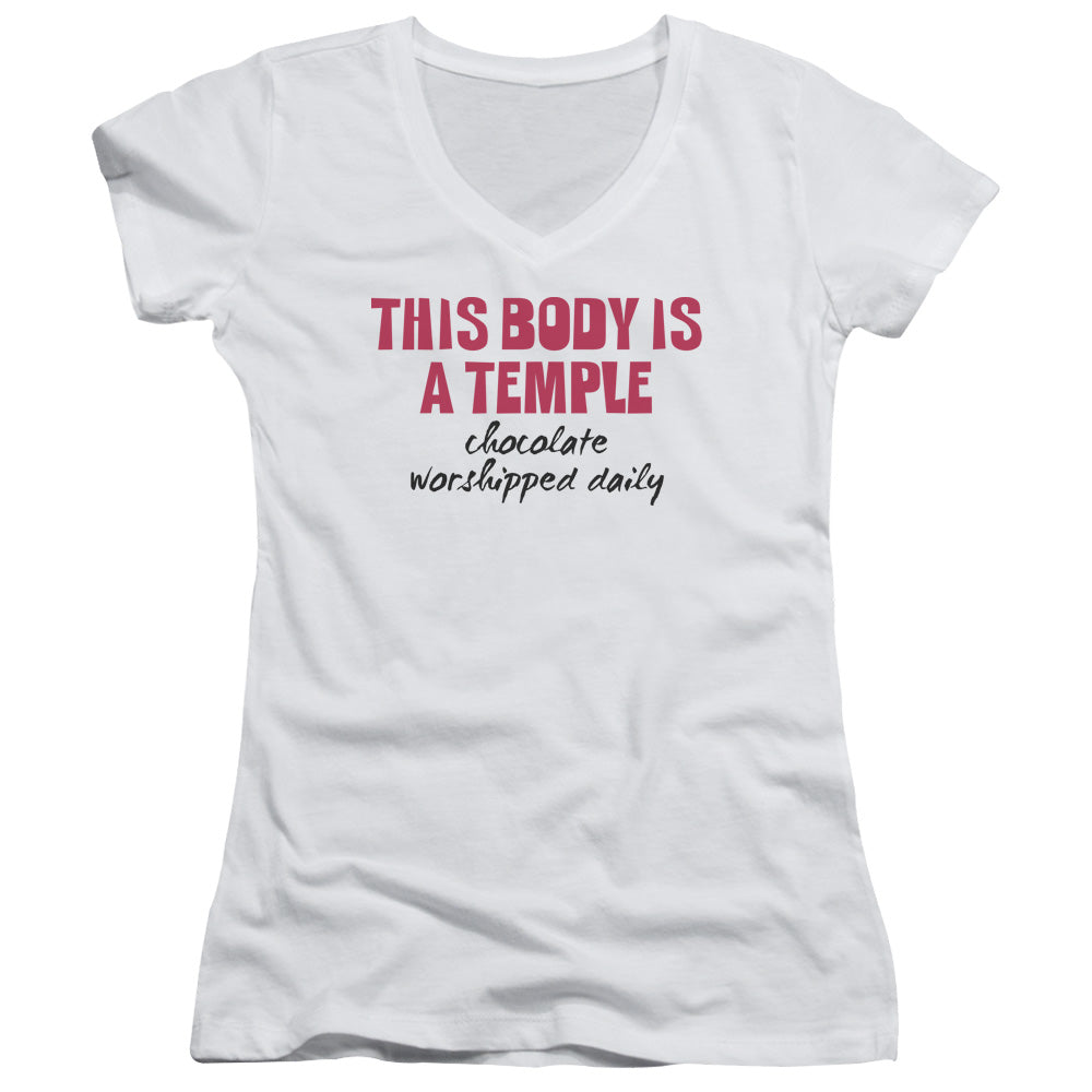 Chocolate Worshipped - Junior V-neck - White