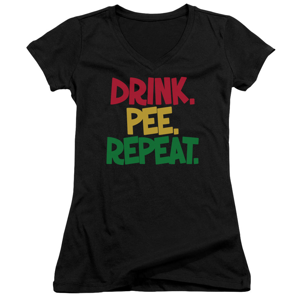 Drink, Pee, Repeat - Junior V-neck - Black