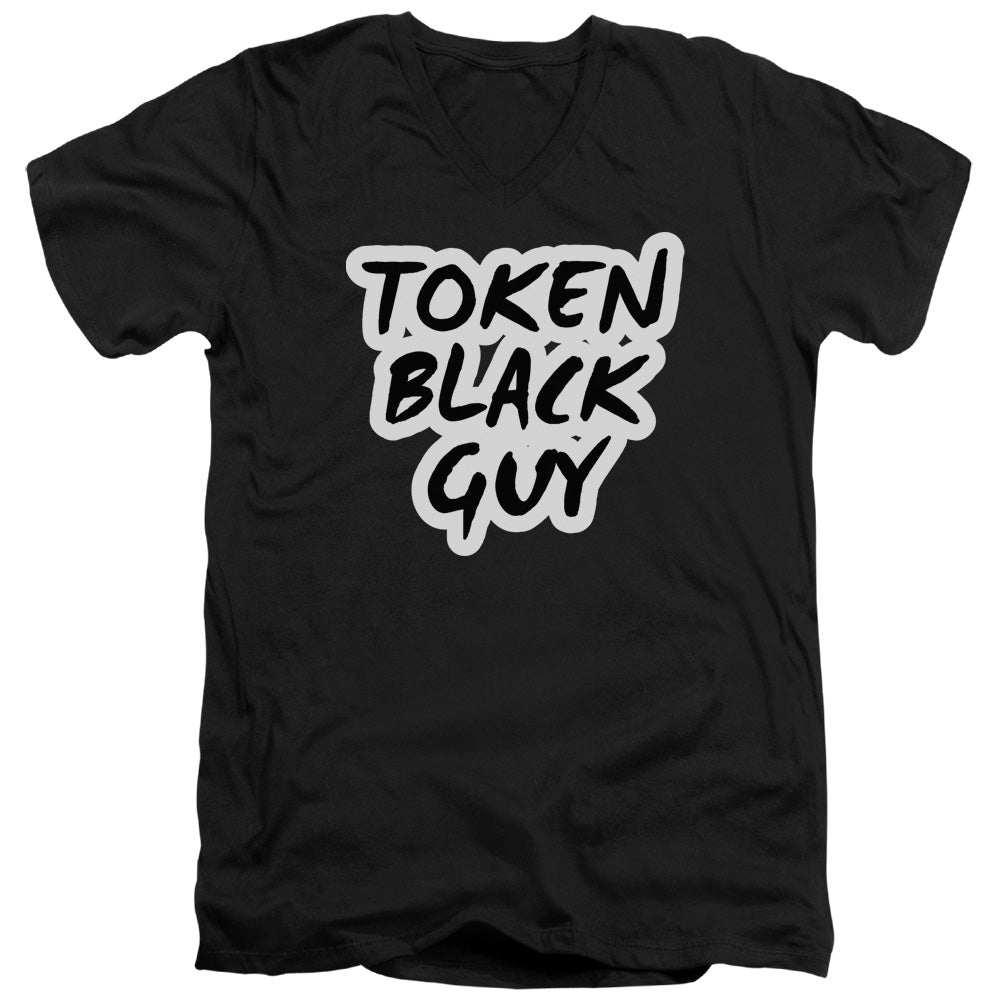 Token Black Guy - Short Sleeve Adult V-neck - Black T-shirt