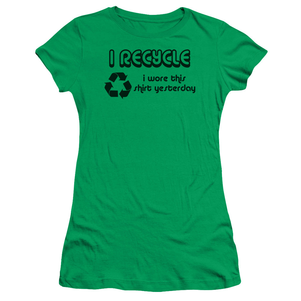 I Recycle - Short Sleeve Junior Sheer - Kelly Green T-shirt