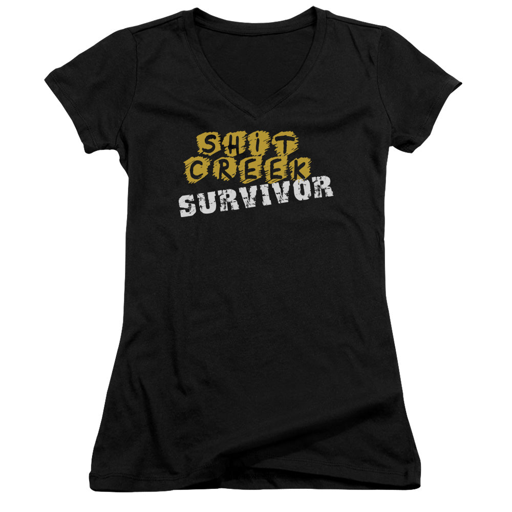 Shit Creek Survivor - Junior V-neck - Black