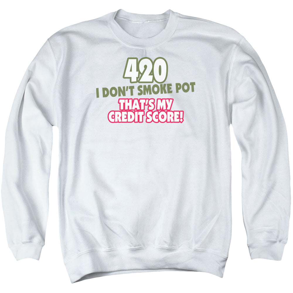 420 Credit Score - Adult Crewneck Sweatshirt - White