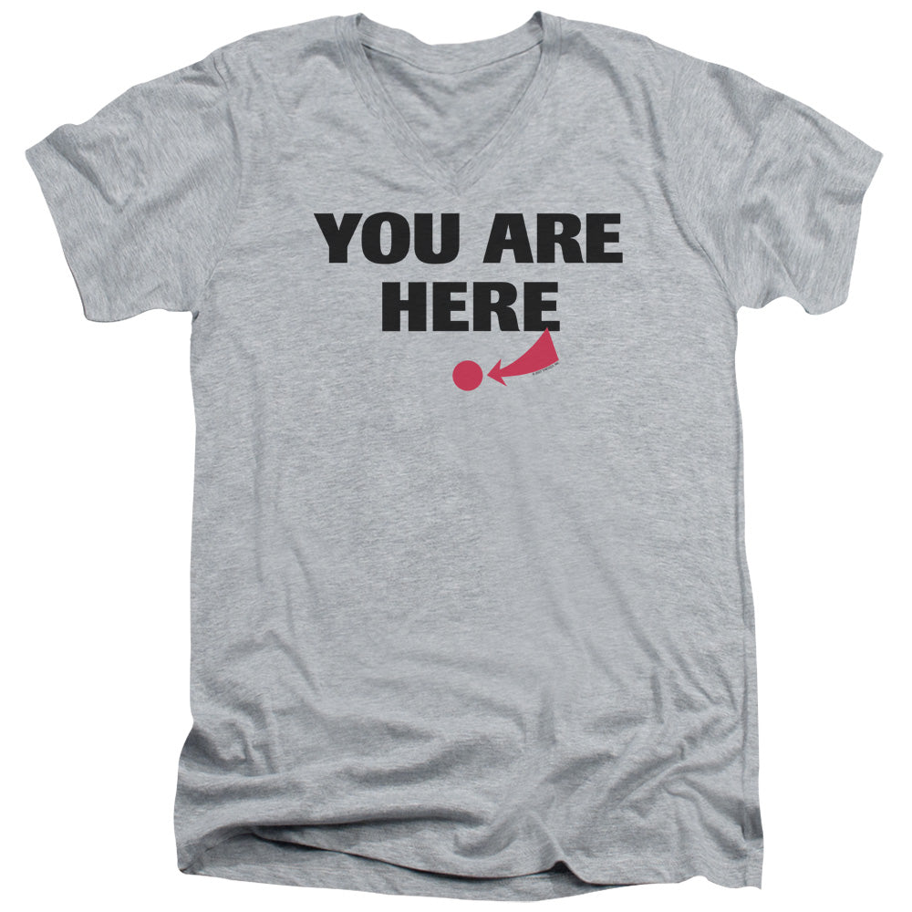 You Are Here - Short Sleeve Adult V-neck - Athletic Heather T-shirt