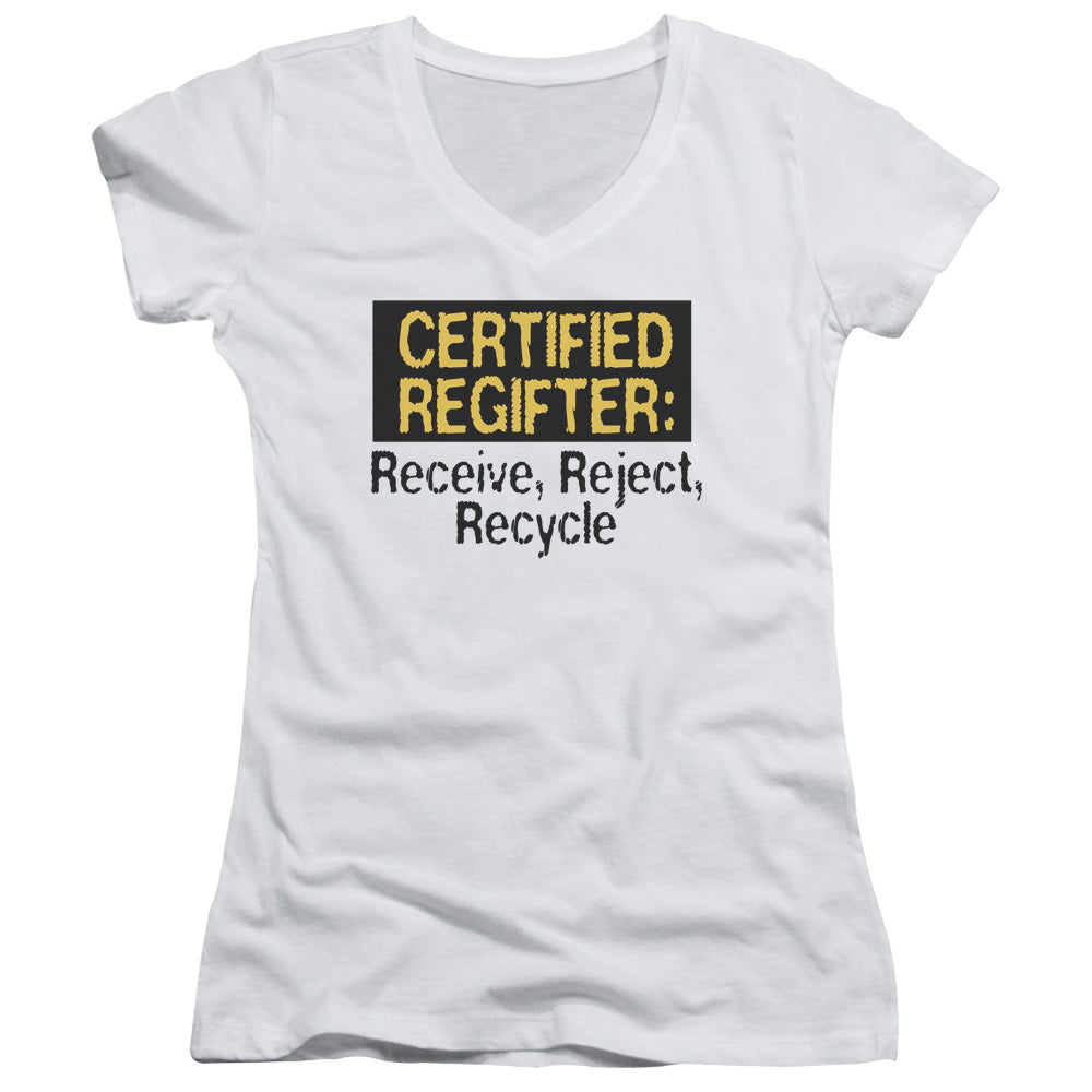 Certified Regifter-junior V-neck - White