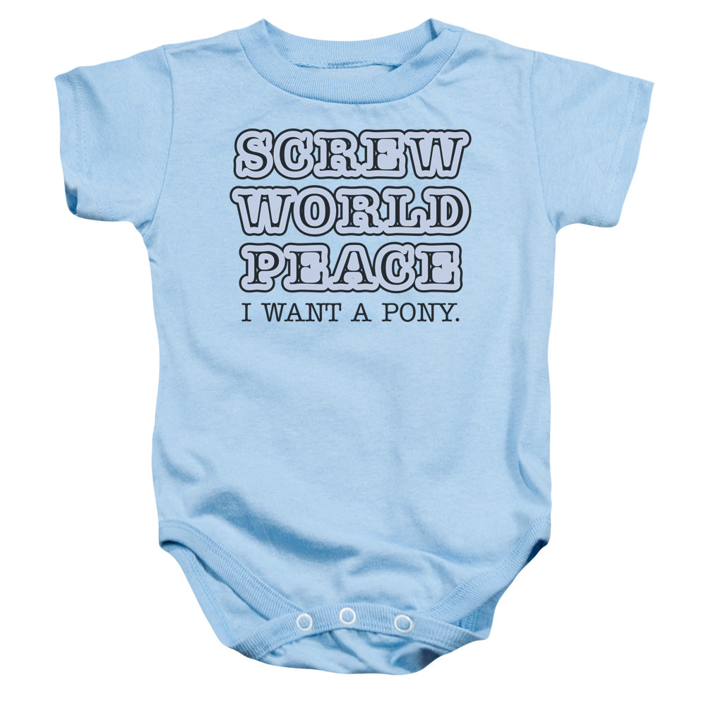 Screw World Peace - Infant Snapsuit - Light Blue - Sm