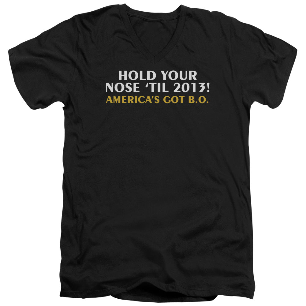 Americas Got B O - Short Sleeve Adult V-neck - Black T-shirt